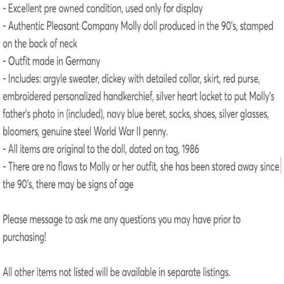 American Girl Pleasant Company Molly McIntire Doll - Picture 13 of 13